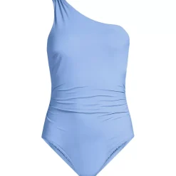 Women's Shirred One Shoulder One Piece Swimsuit