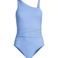Women's Shirred One Shoulder One Piece Swimsuit