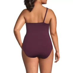 Women's Shirred One Shoulder One Piece Swimsuit