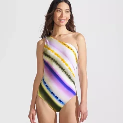 Women's Shirred One Shoulder One Piece Swimsuit