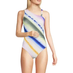 Women's Shirred One Shoulder One Piece Swimsuit