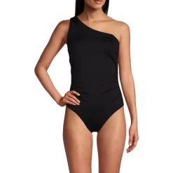 Women's Shirred One Shoulder One Piece Swimsuit