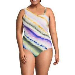 Women's Shirred One Shoulder One Piece Swimsuit