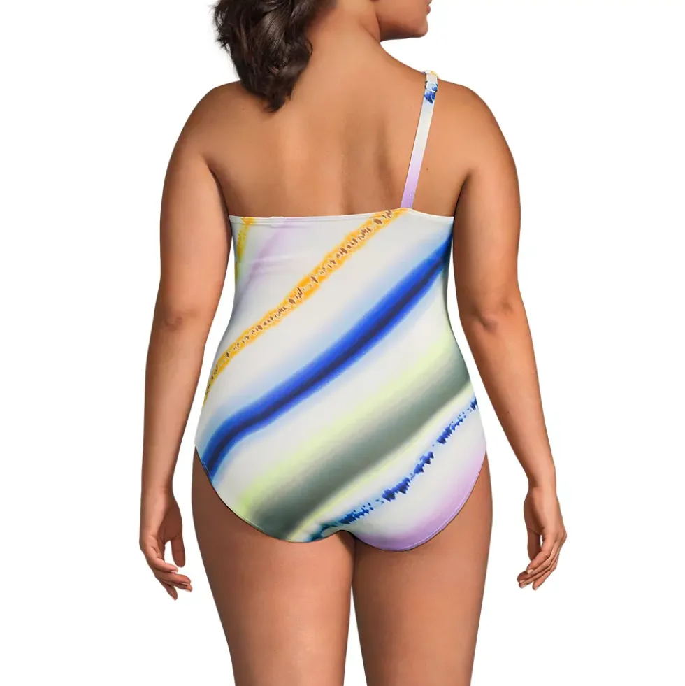 Women's Shirred One Shoulder One Piece Swimsuit