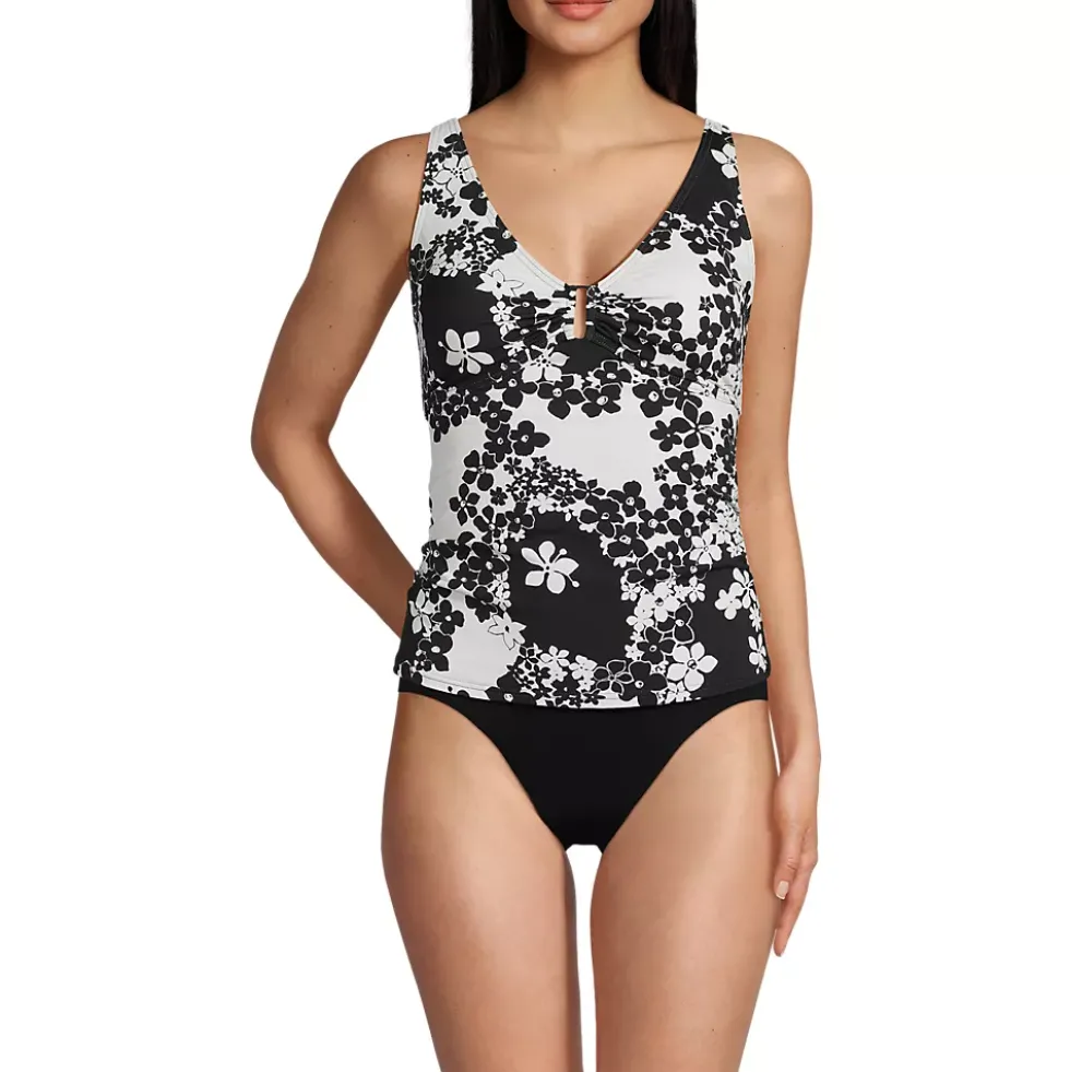 Women's Shirred V-neck Tankini Swimsuit Top