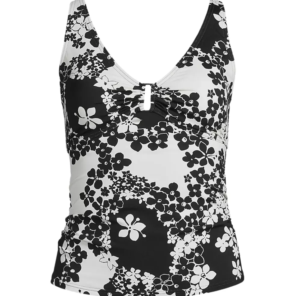 Women's Shirred V-neck Tankini Swimsuit Top