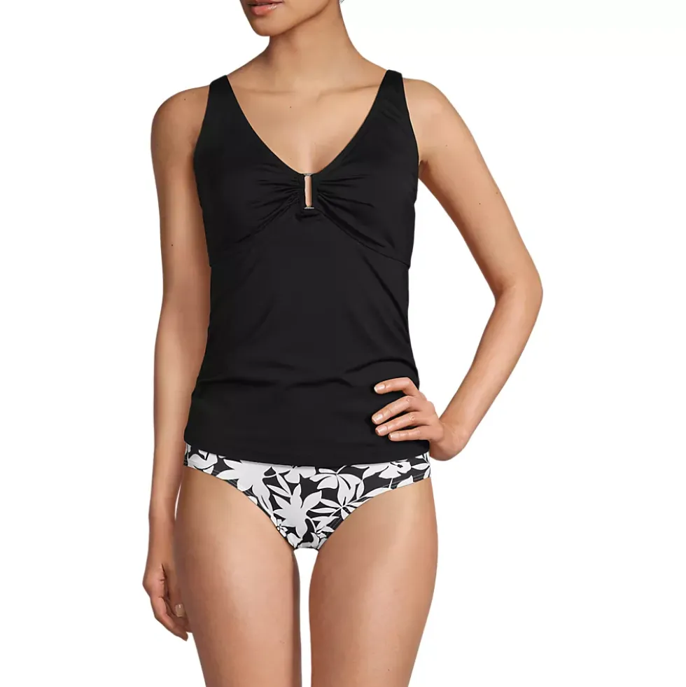 Women's Shirred V-neck Tankini Swimsuit Top