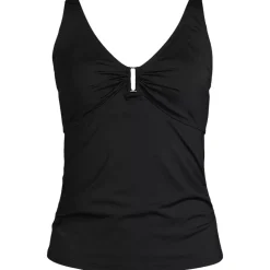 Women's Shirred V-neck Tankini Swimsuit Top