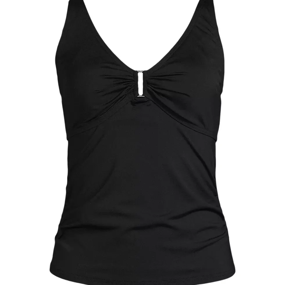 Women's Shirred V-neck Tankini Swimsuit Top