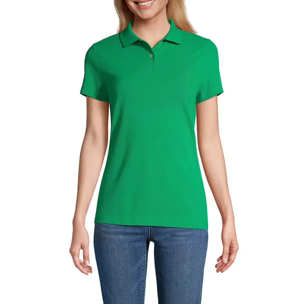Women's Short Sleeve Basic Mesh Polo Shirt