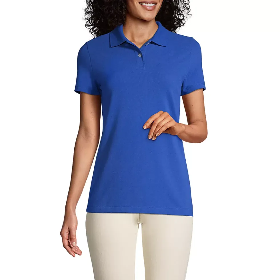 Women's Short Sleeve Basic Mesh Polo Shirt