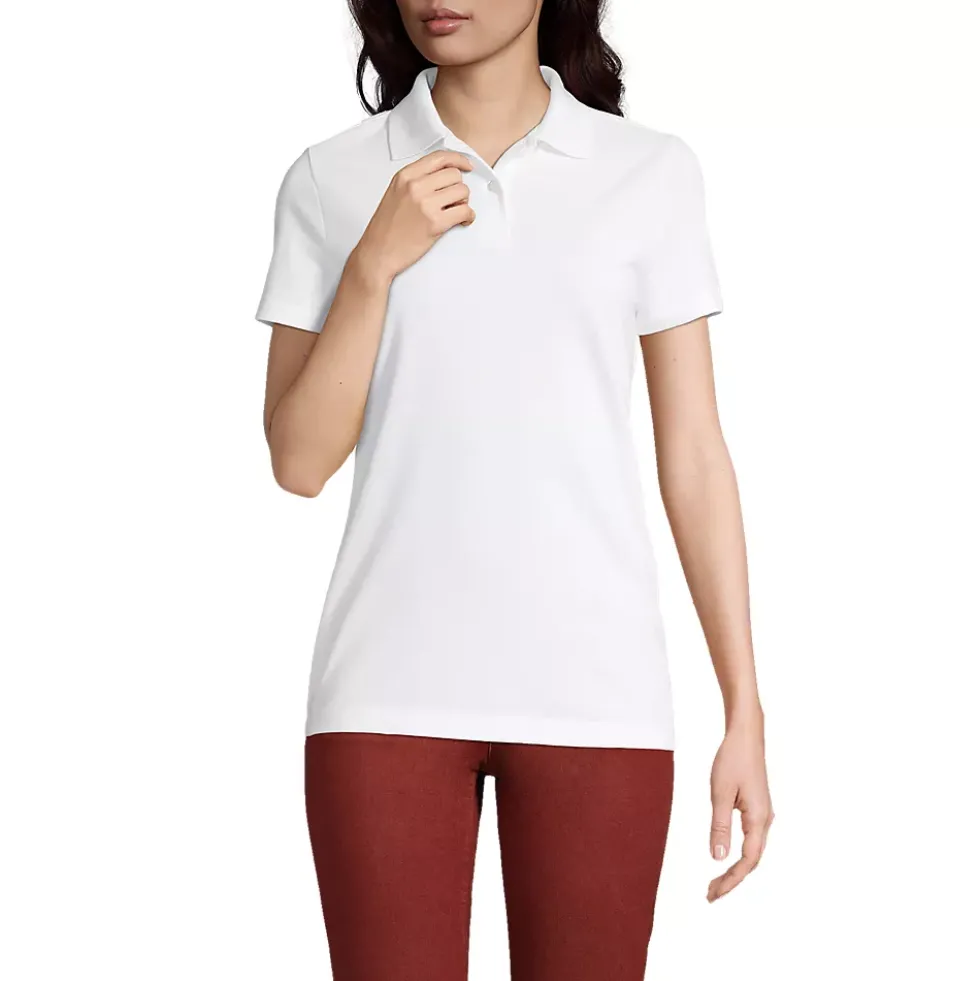 Women's Short Sleeve Basic Mesh Polo Shirt