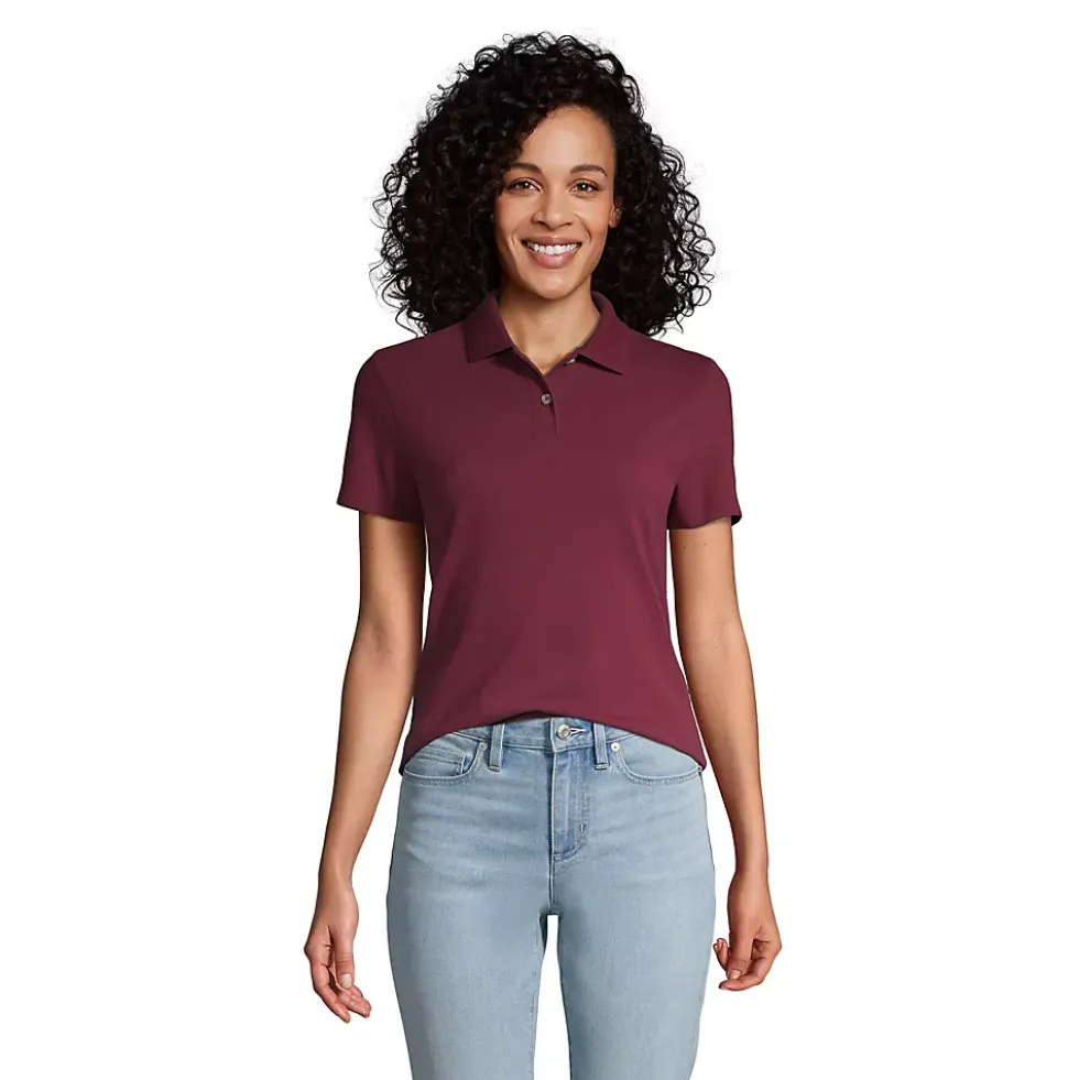 Women's Short Sleeve Basic Mesh Polo Shirt