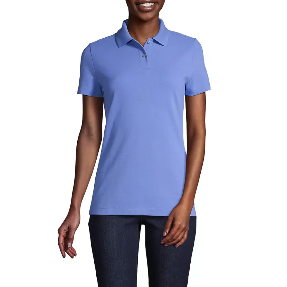 Women's Short Sleeve Basic Mesh Polo Shirt