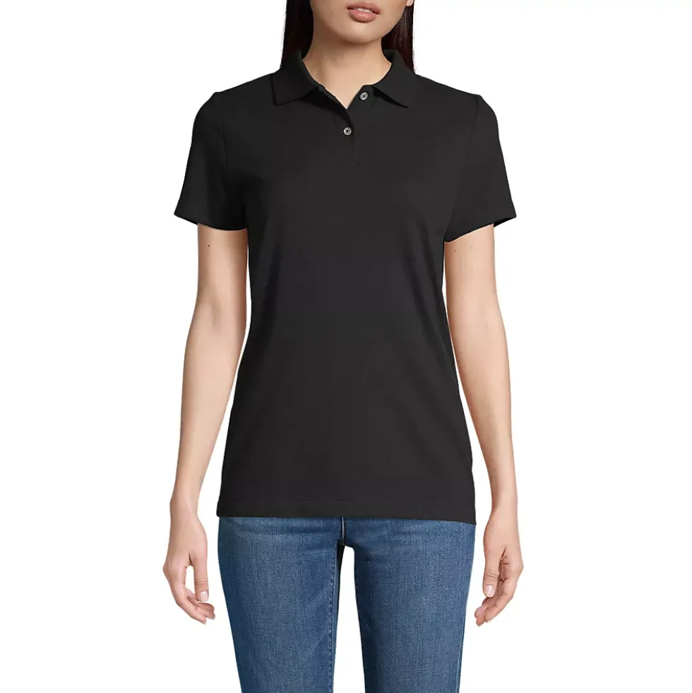 Women's Short Sleeve Basic Mesh Polo Shirt