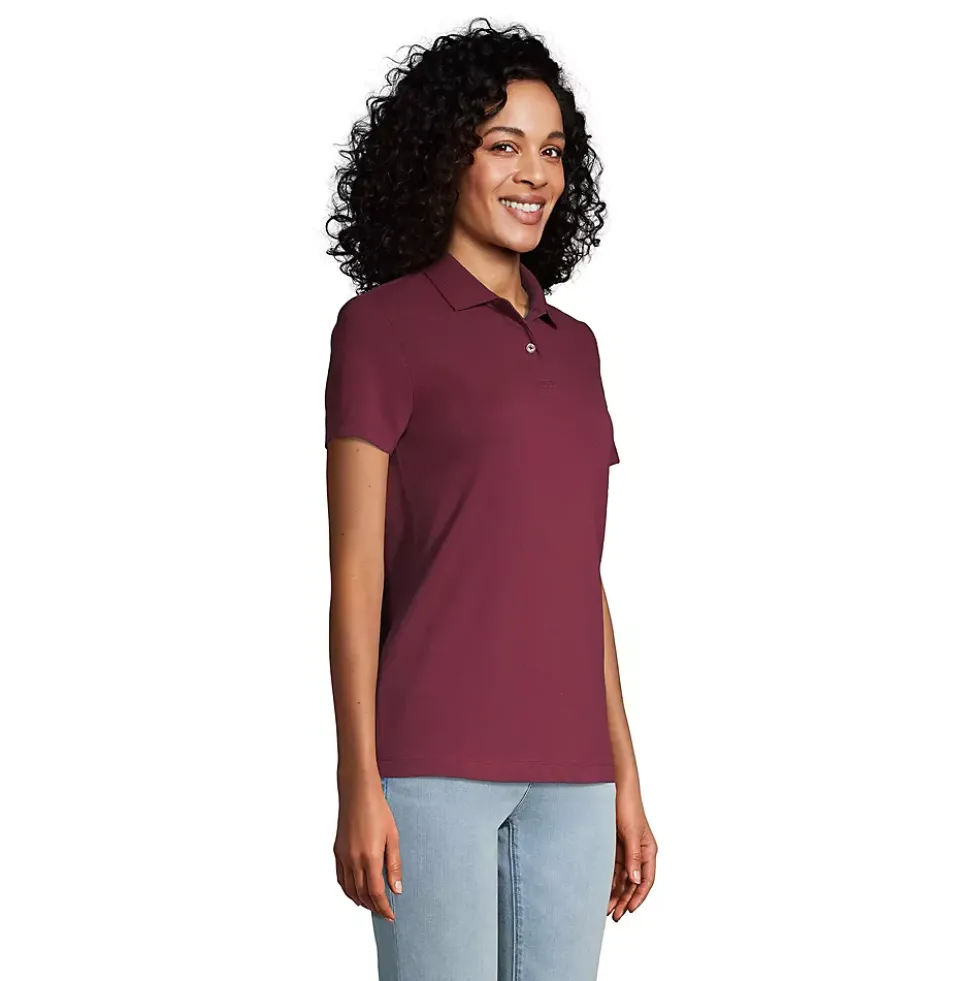 Women's Short Sleeve Basic Mesh Polo Shirt