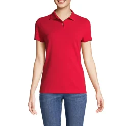 Women's Short Sleeve Basic Mesh Polo Shirt