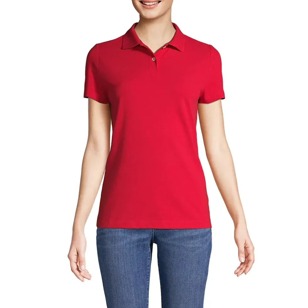 Women's Short Sleeve Basic Mesh Polo Shirt