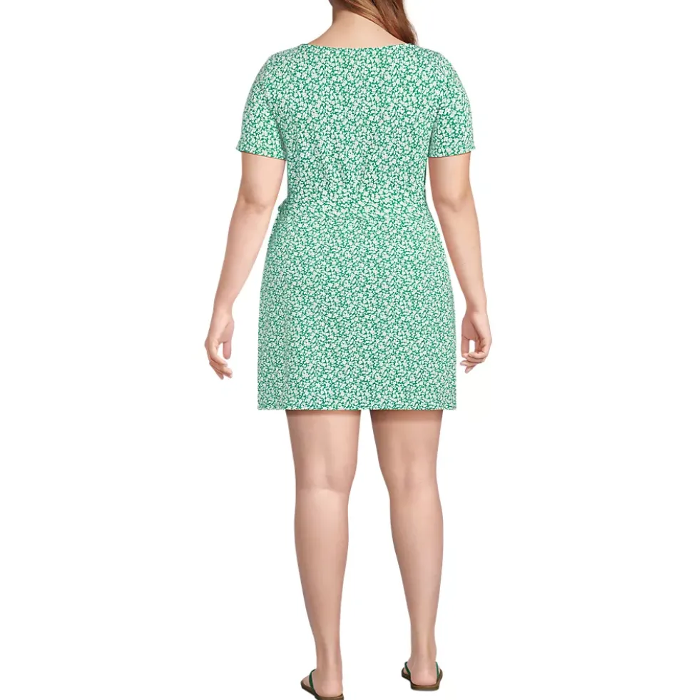 Women's Short Sleeve Cotton Modal Wrap Above the Knee Dress
