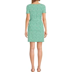 Women's Short Sleeve Cotton Modal Wrap Above the Knee Dress