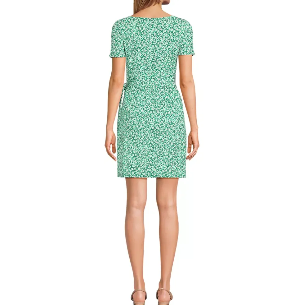 Women's Short Sleeve Cotton Modal Wrap Above the Knee Dress