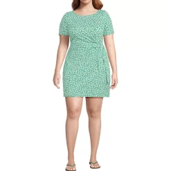 Women's Short Sleeve Cotton Modal Wrap Above the Knee Dress