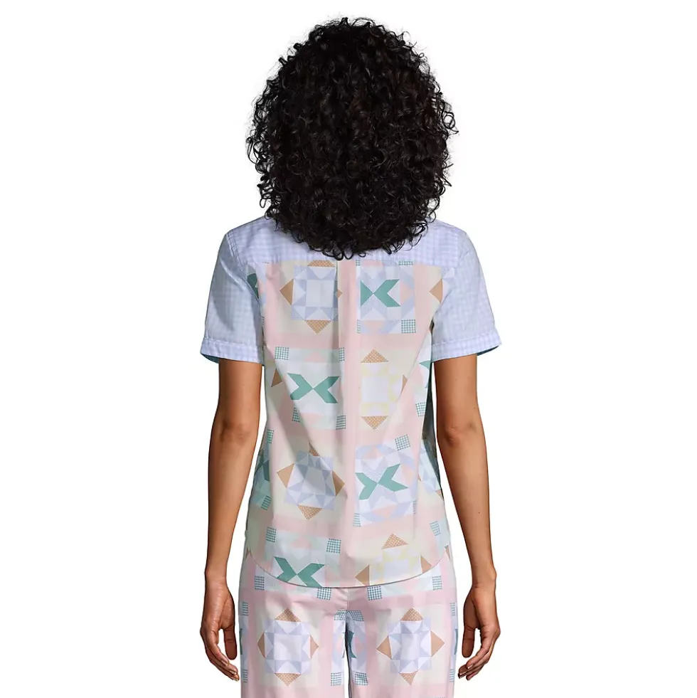 Women's Short Sleeve Cotton Poplin Pajama Shirt