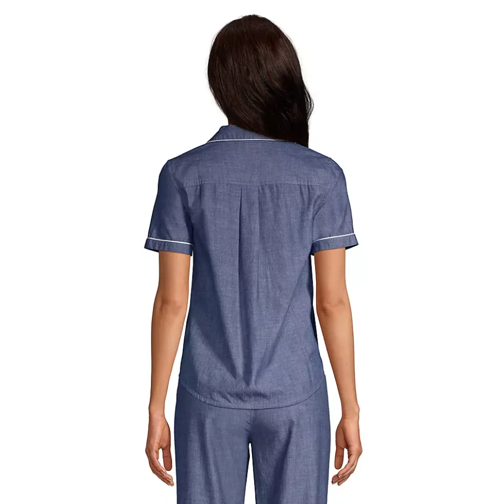 Women's Short Sleeve Cotton Poplin Pajama Shirt