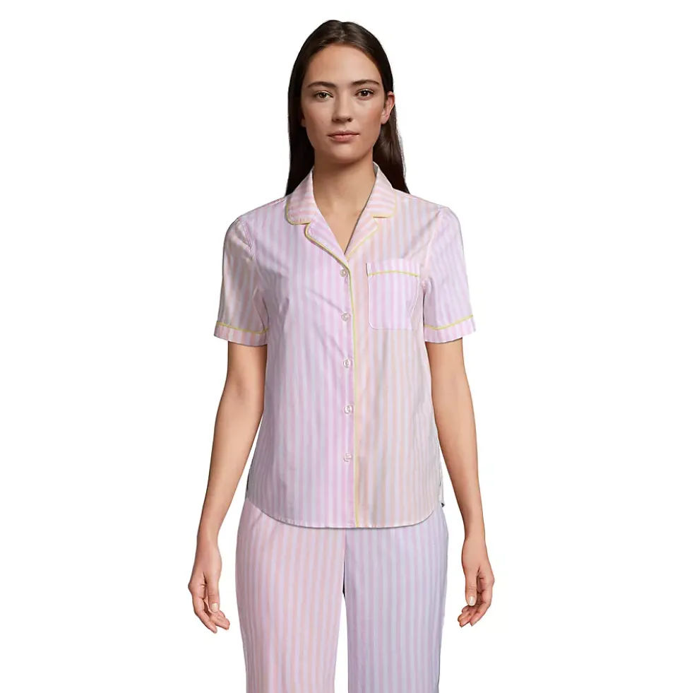 Women's Short Sleeve Cotton Poplin Pajama Shirt
