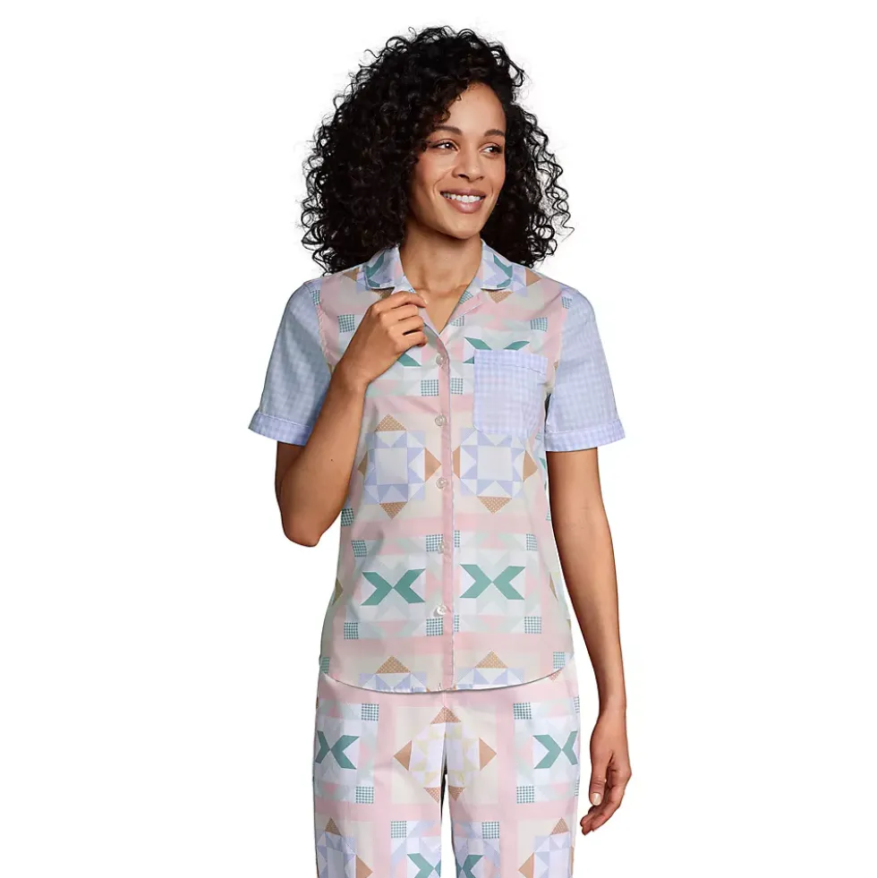 Women's Short Sleeve Cotton Poplin Pajama Shirt