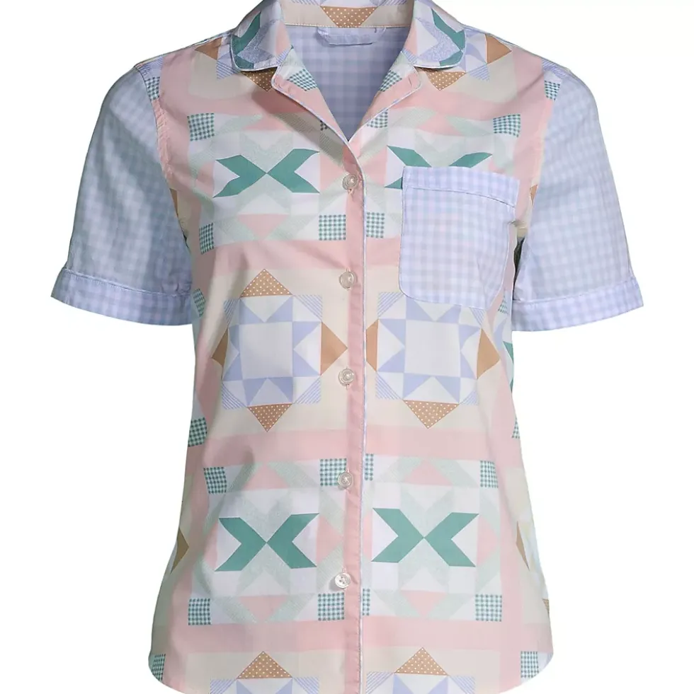 Women's Short Sleeve Cotton Poplin Pajama Shirt