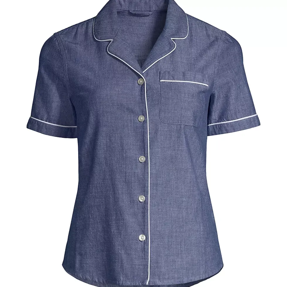 Women's Short Sleeve Cotton Poplin Pajama Shirt