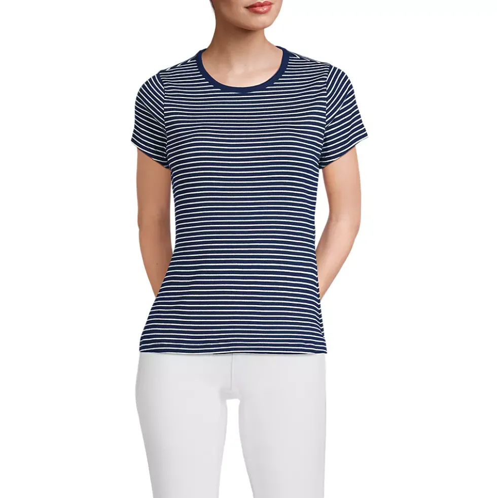 Women's Short Sleeve Crew Neck Micro Rib Mini Tee