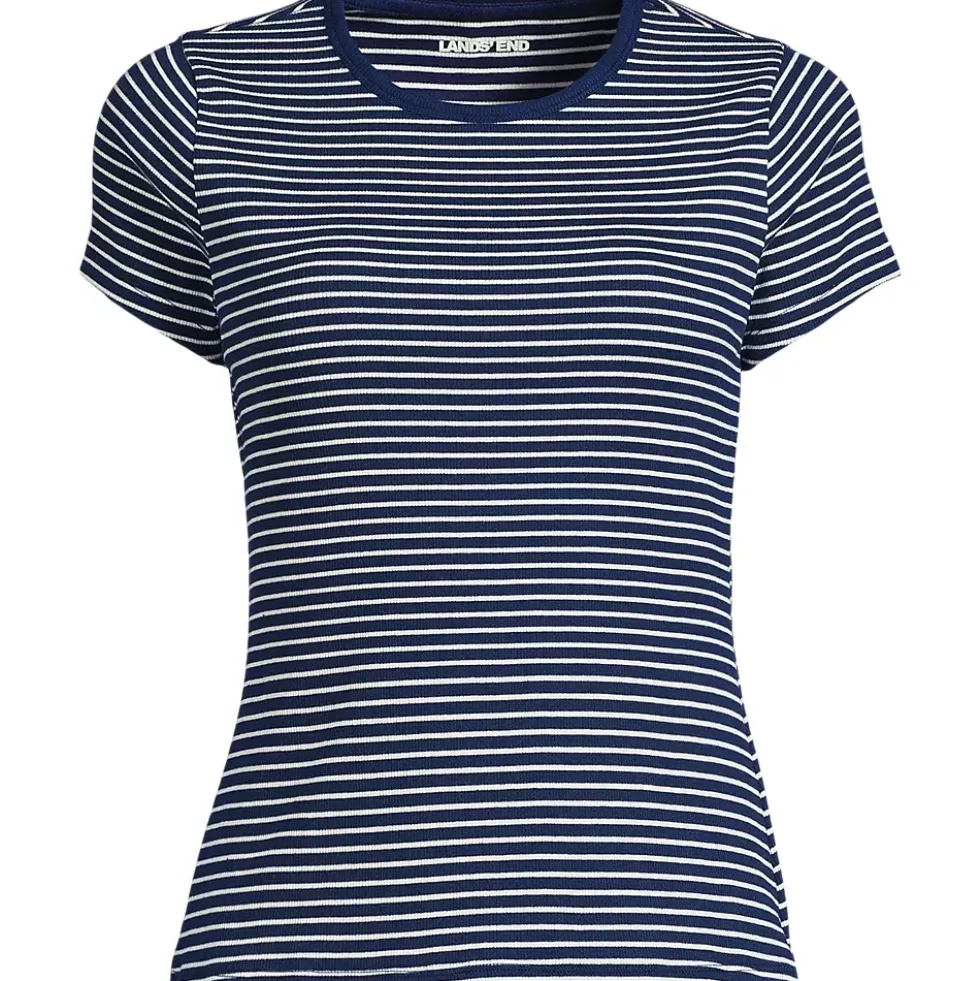 Women's Short Sleeve Crew Neck Micro Rib Mini Tee