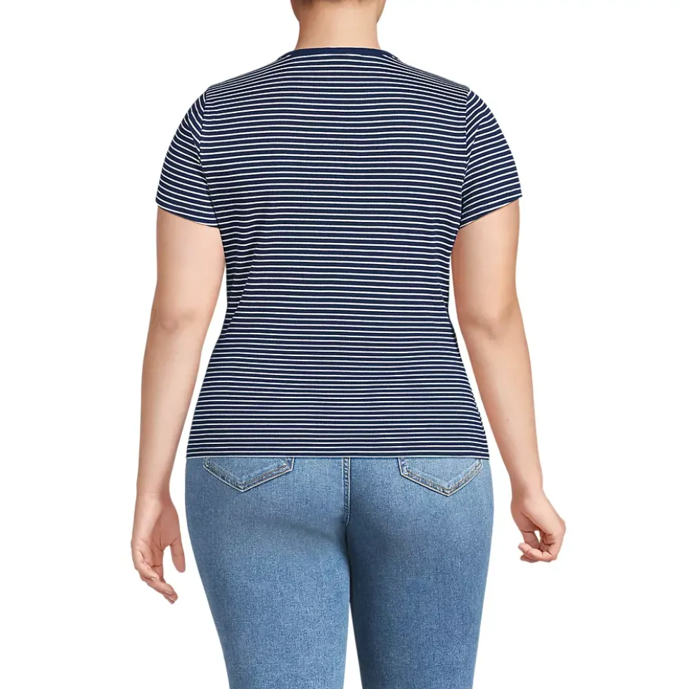Women's Short Sleeve Crew Neck Micro Rib Mini Tee