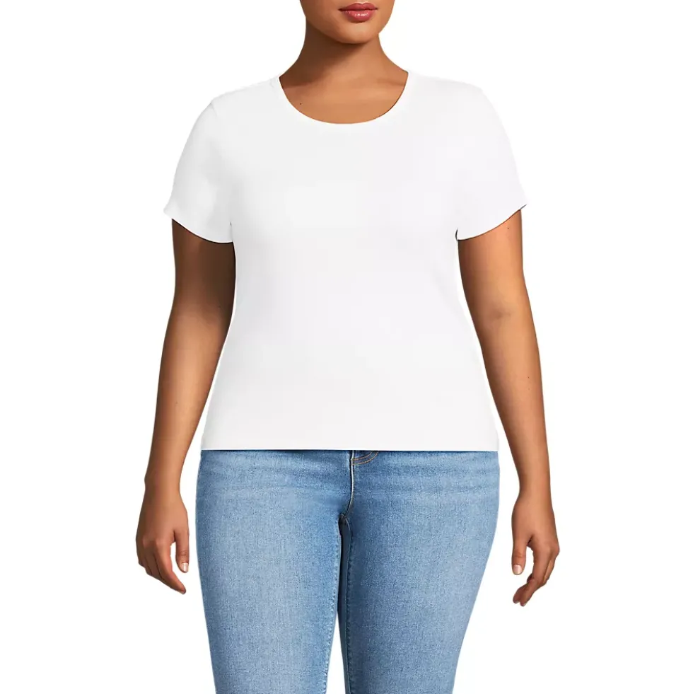 Women's Short Sleeve Crew Neck Micro Rib Mini Tee