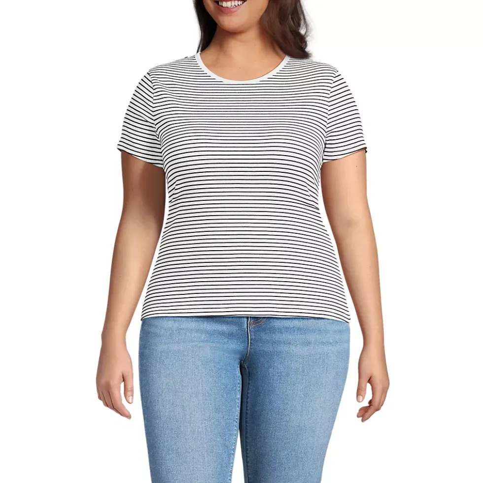 Women's Short Sleeve Crew Neck Micro Rib Mini Tee