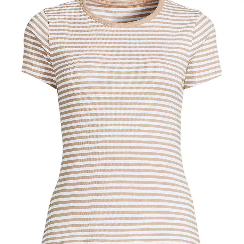 Women's Short Sleeve Crew Neck Micro Rib Mini Tee