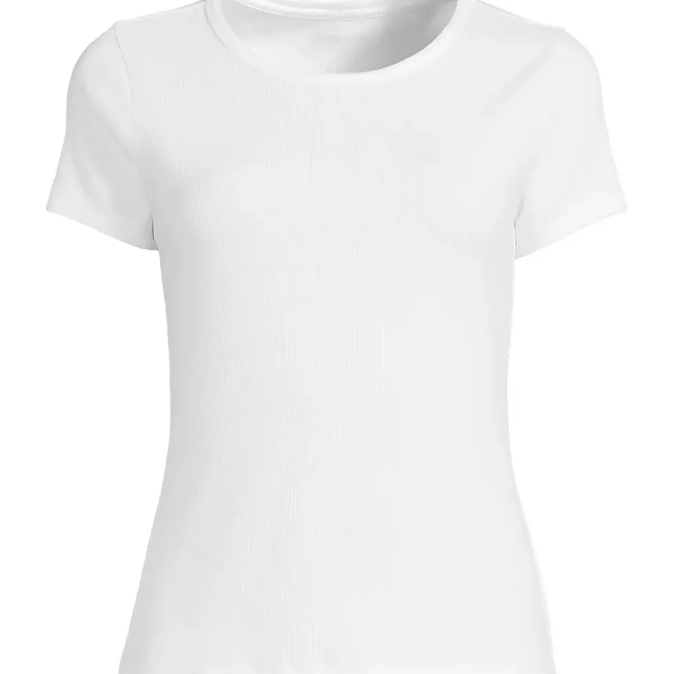 Women's Short Sleeve Crew Neck Micro Rib Mini Tee