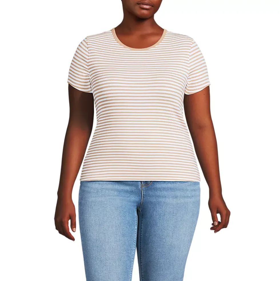 Women's Short Sleeve Crew Neck Micro Rib Mini Tee