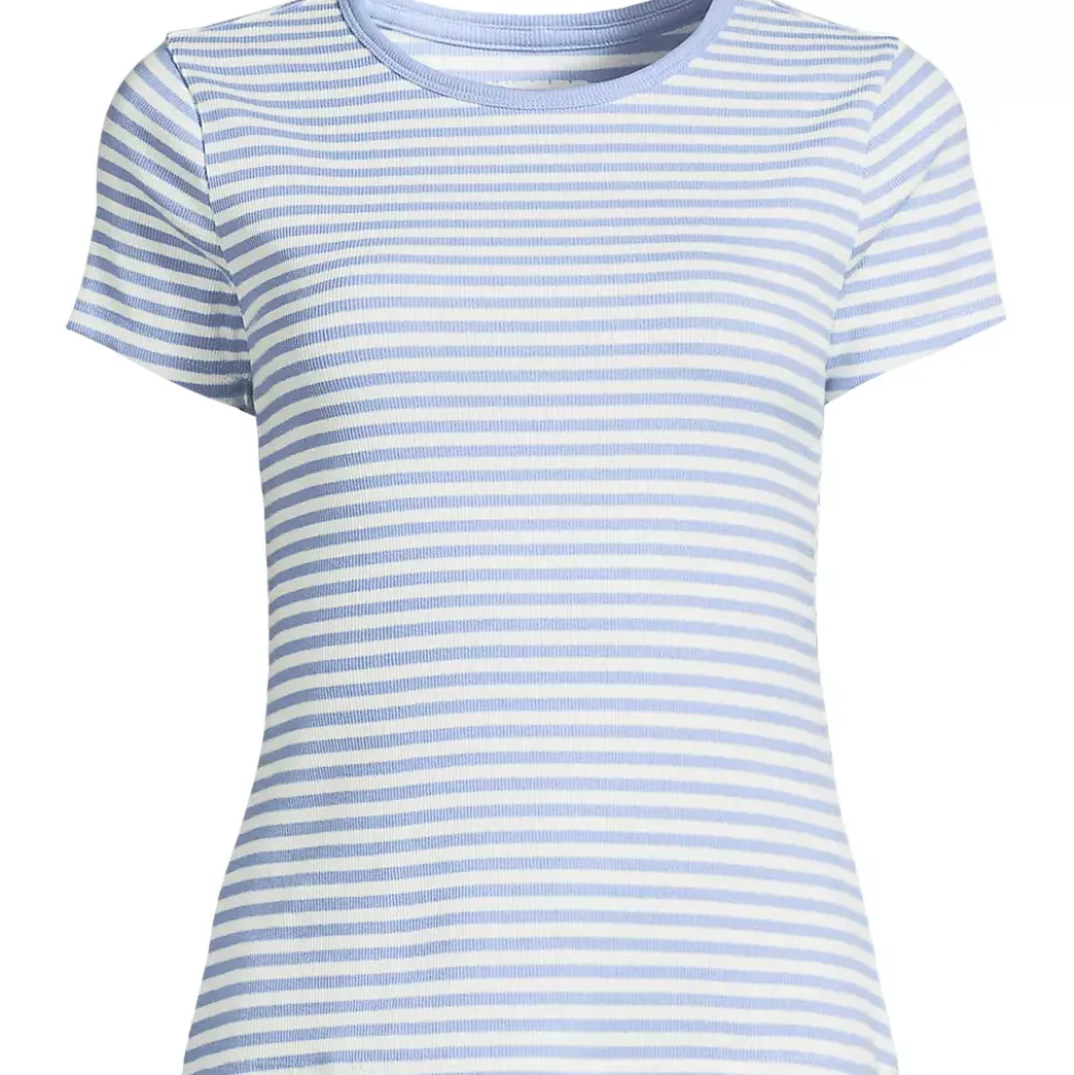 Women's Short Sleeve Crew Neck Micro Rib Mini Tee