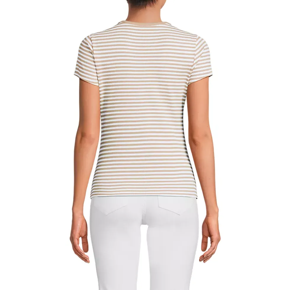 Women's Short Sleeve Crew Neck Micro Rib Mini Tee