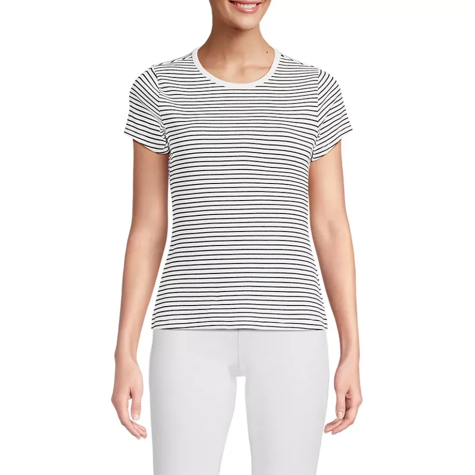 Women's Short Sleeve Crew Neck Micro Rib Mini Tee
