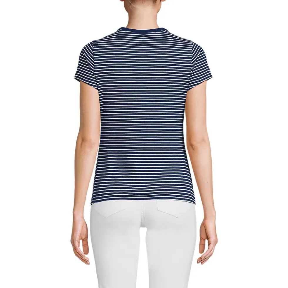 Women's Short Sleeve Crew Neck Micro Rib Mini Tee