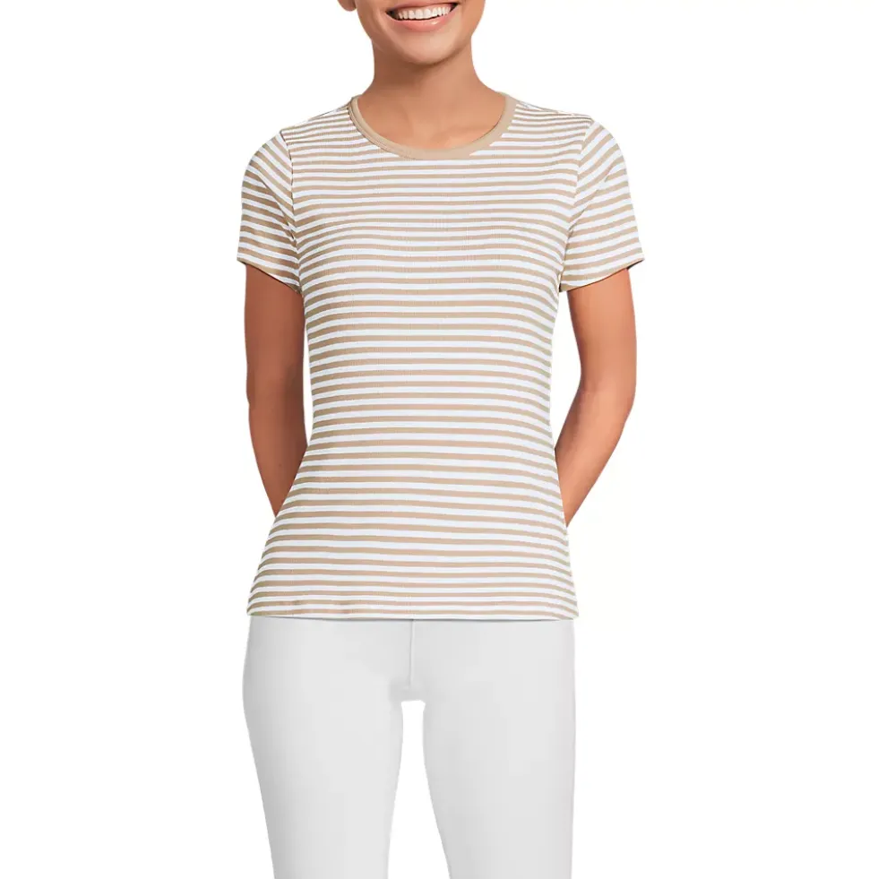 Women's Short Sleeve Crew Neck Micro Rib Mini Tee