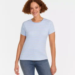 Women's Short Sleeve Crew Neck Micro Rib Mini Tee