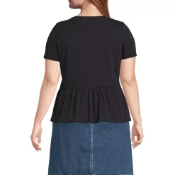 Women's Short Sleeve Lightweight Jersey Crew Neck Peplum Tee