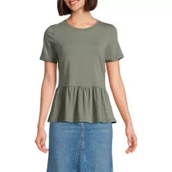 Women's Short Sleeve Lightweight Jersey Crew Neck Peplum Tee