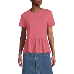 Women's Short Sleeve Lightweight Jersey Crew Neck Peplum Tee