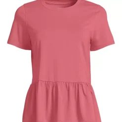Women's Short Sleeve Lightweight Jersey Crew Neck Peplum Tee